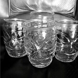 4 -14oz  Clear TIKI glasses EUC